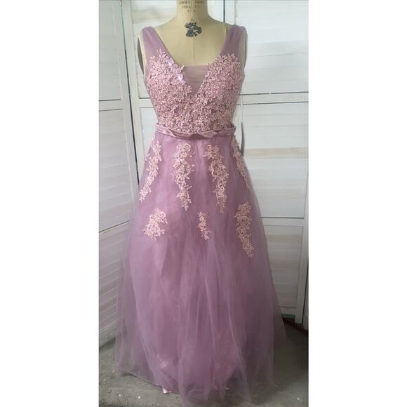 New W/ Tags Babyonline Dress Maxi Long Lilac Sequins V Back Prom Wedding Medium - Picture 1 of 12